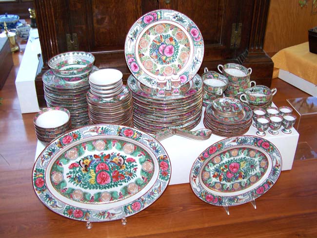 Fabulous Rose Medallion 111 piece Dinner service circa 1955 never used